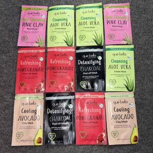 12 Que Bella Assorted Face Masks 0.24 Oz Each 16372